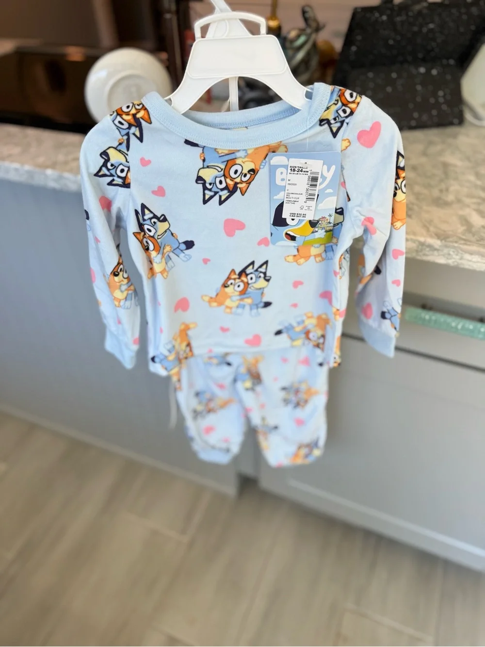 NWT Bluey Hearts Fleece Pajama Set Girls 18-24M